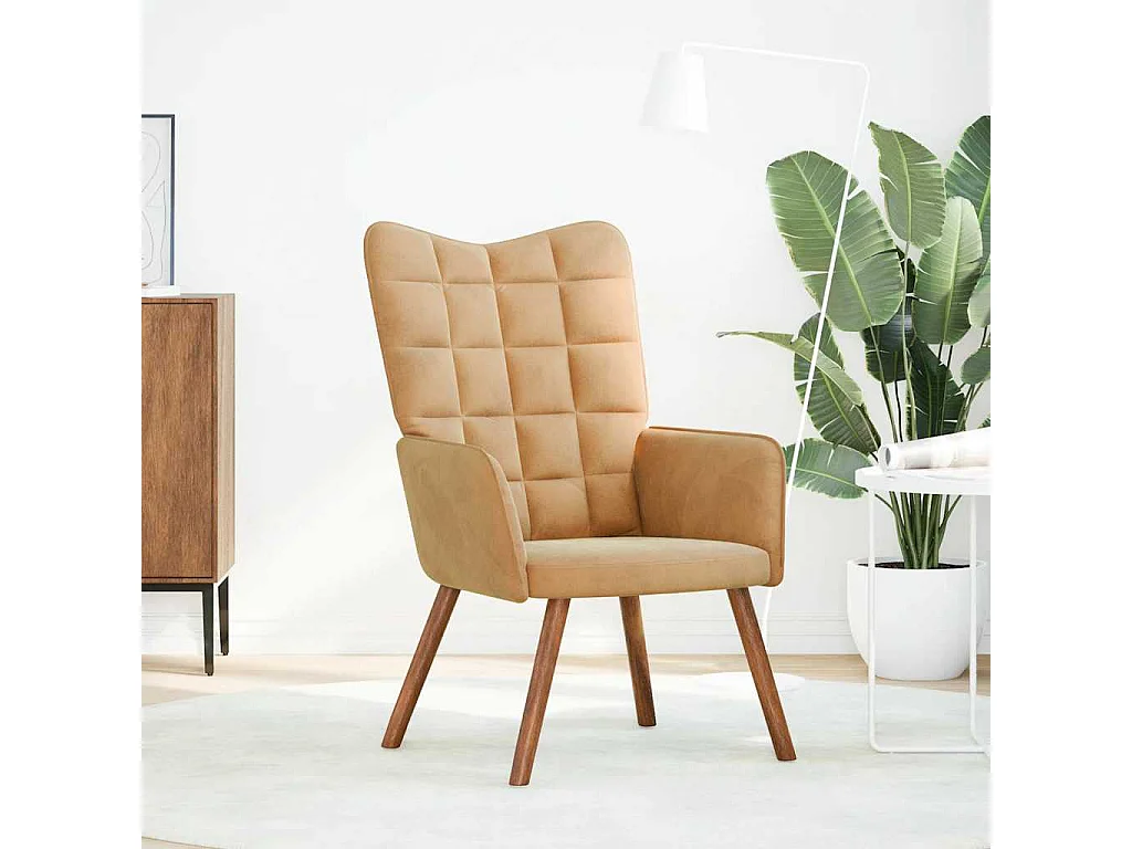 Relaxsessel-Lounge Sessel indoor Braun Samt SHL51430