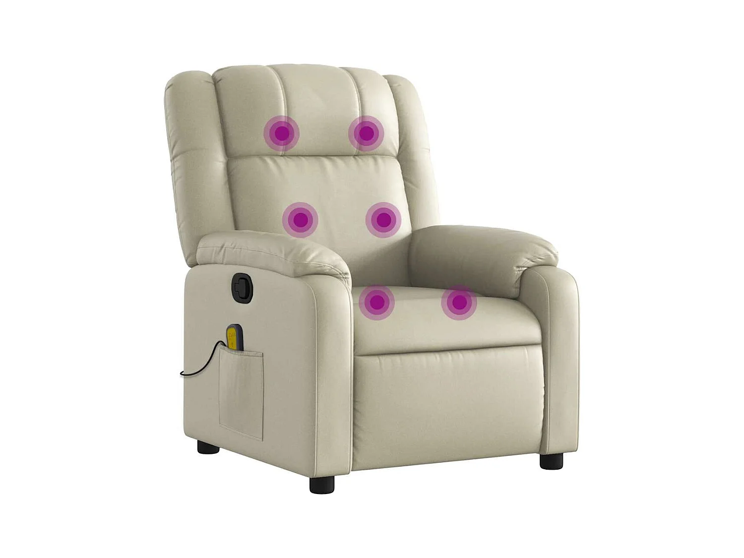 Fauteuil inclinable-Chaise de relax-Fauteuil de Massage crème similicuir SHL4858