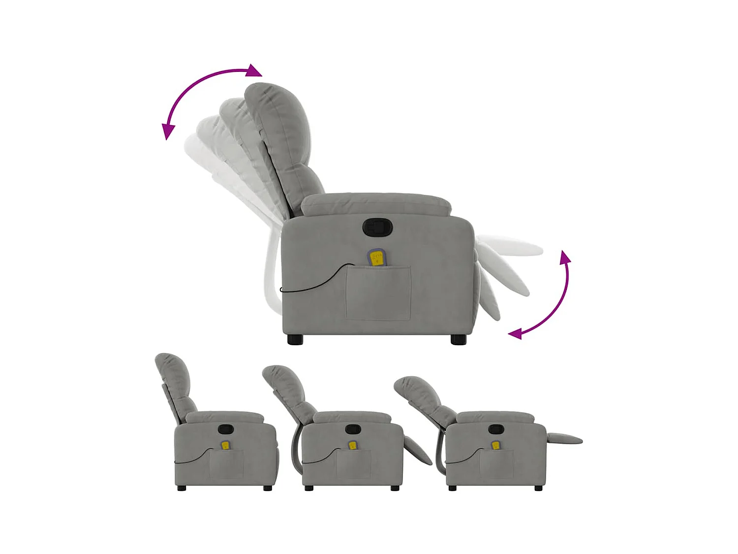 Sillón de relax | Sillón reclinable de masaje tela de microfibra gris claro SHL4939