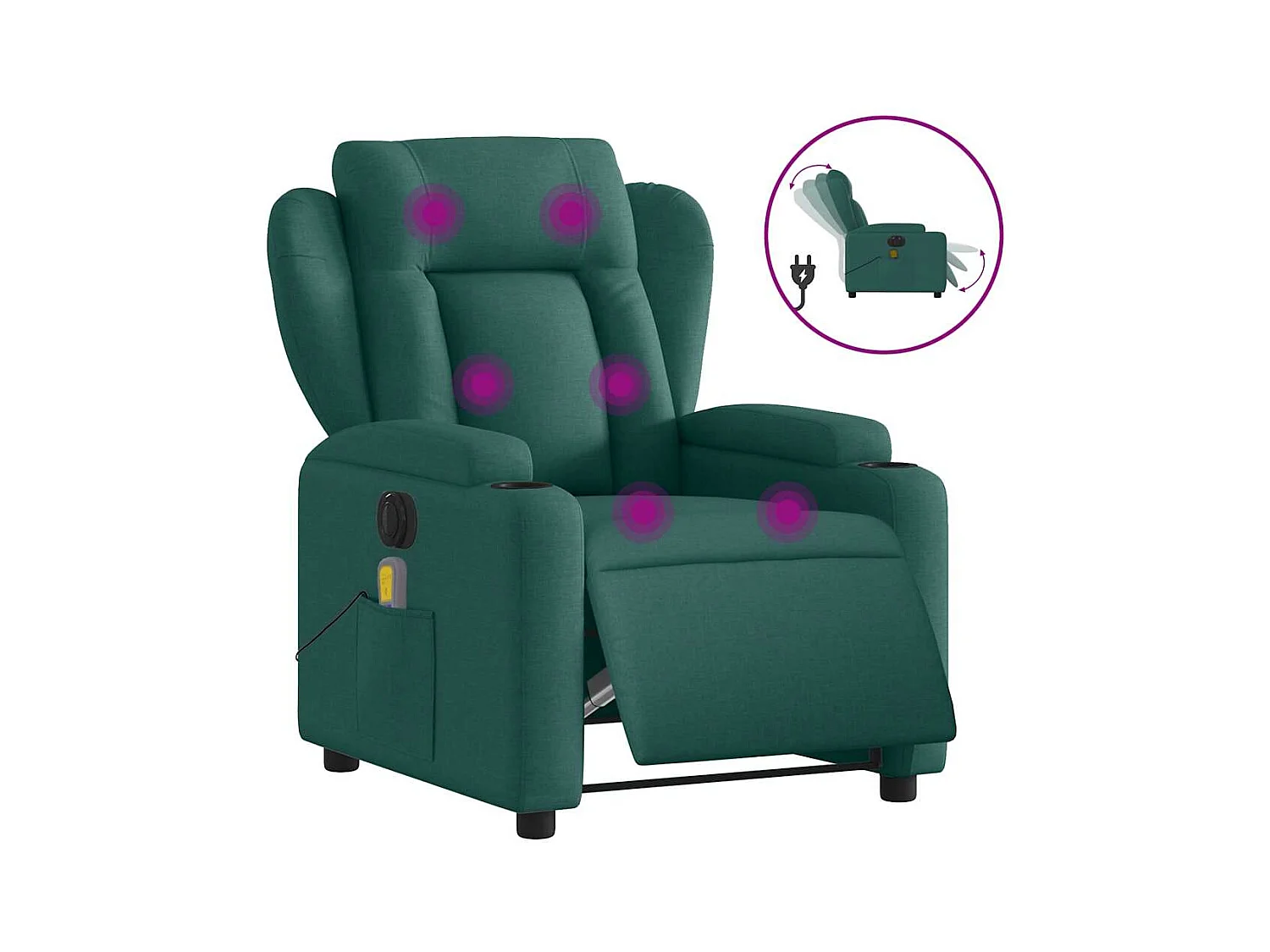 Sillón de relax | Sillón reclinable de masaje eléctrico tela verde oscuro SHL2657