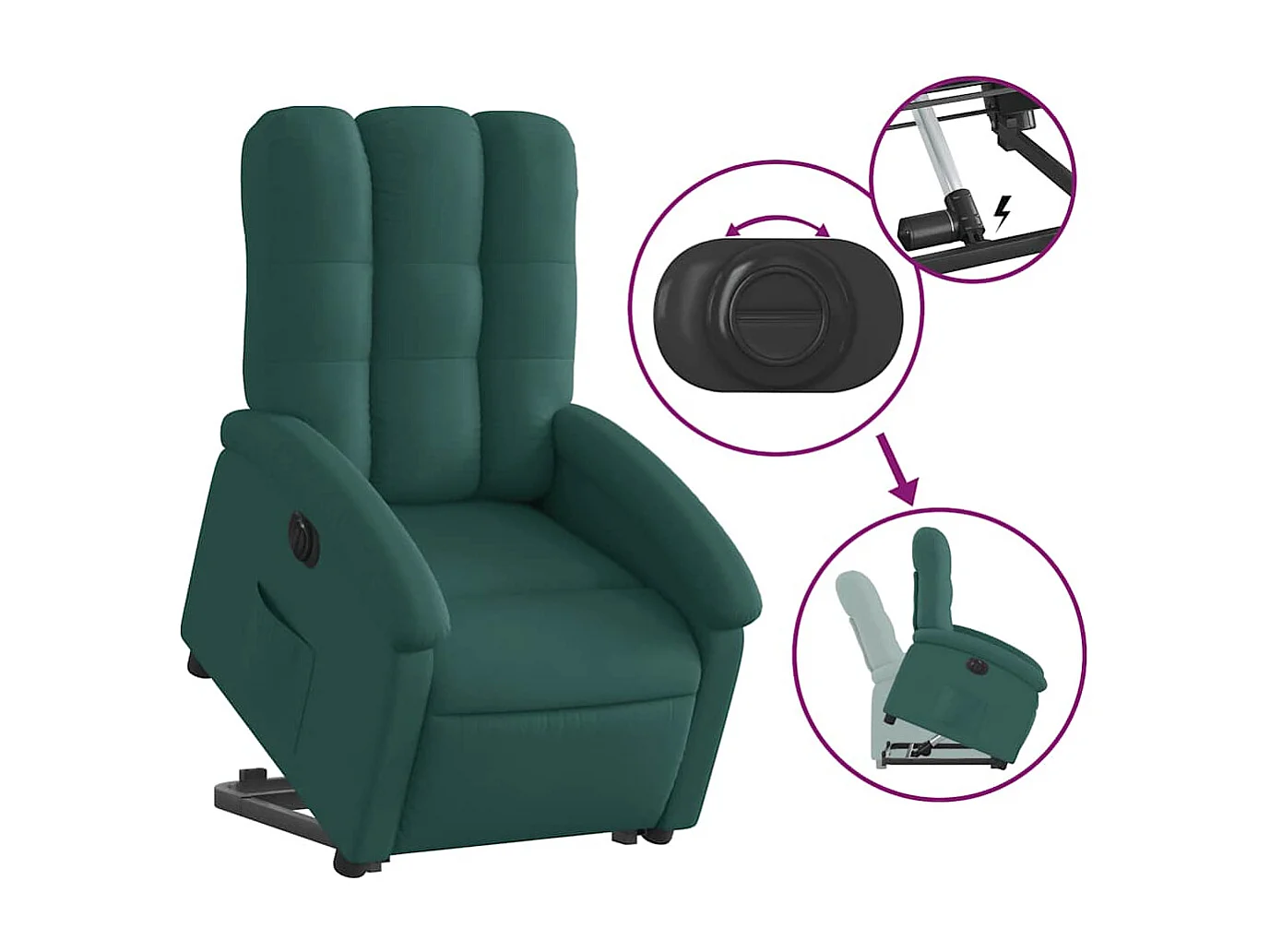 Fauteuil inclinable électrique-Chaise de relax vert foncé tissu SHL1703