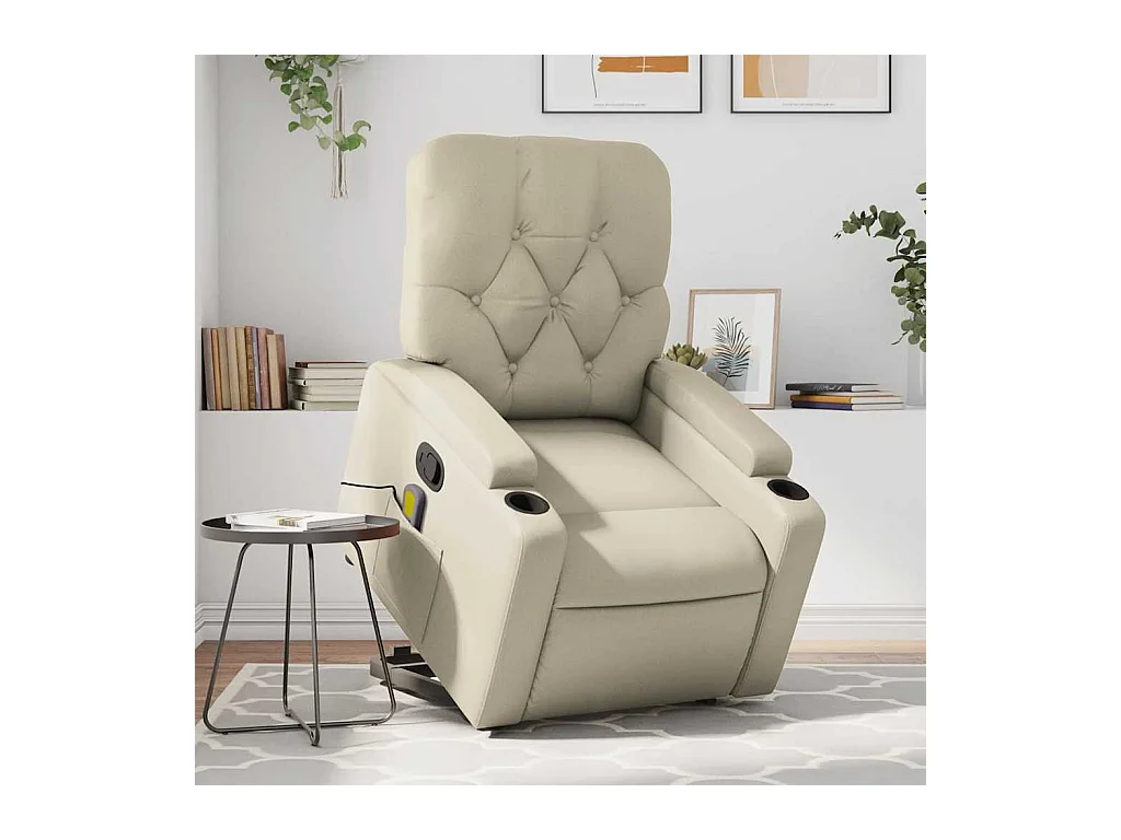 Sillón de relax | Sillón reclinable de masaje de pie cuero artificial color crema SHL9790
