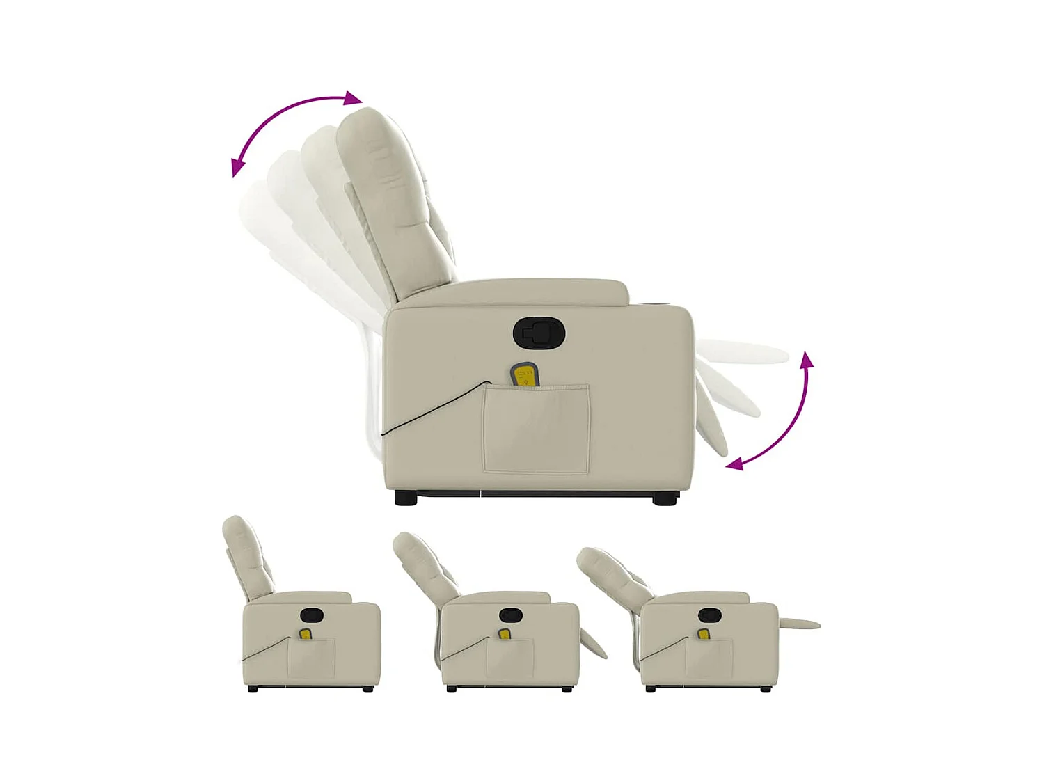 Sillón de relax | Sillón reclinable de masaje de pie cuero artificial color crema SHL9790