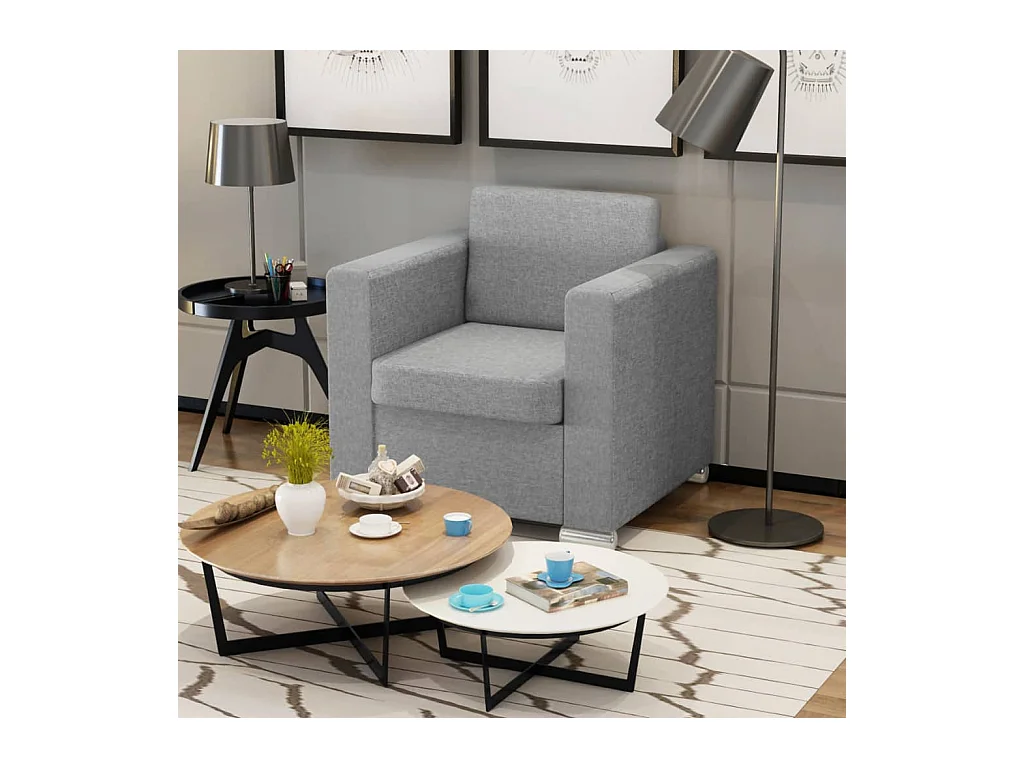 Sillón de salón | Silla de relax | Sillón de tela gris claro SHL7947
