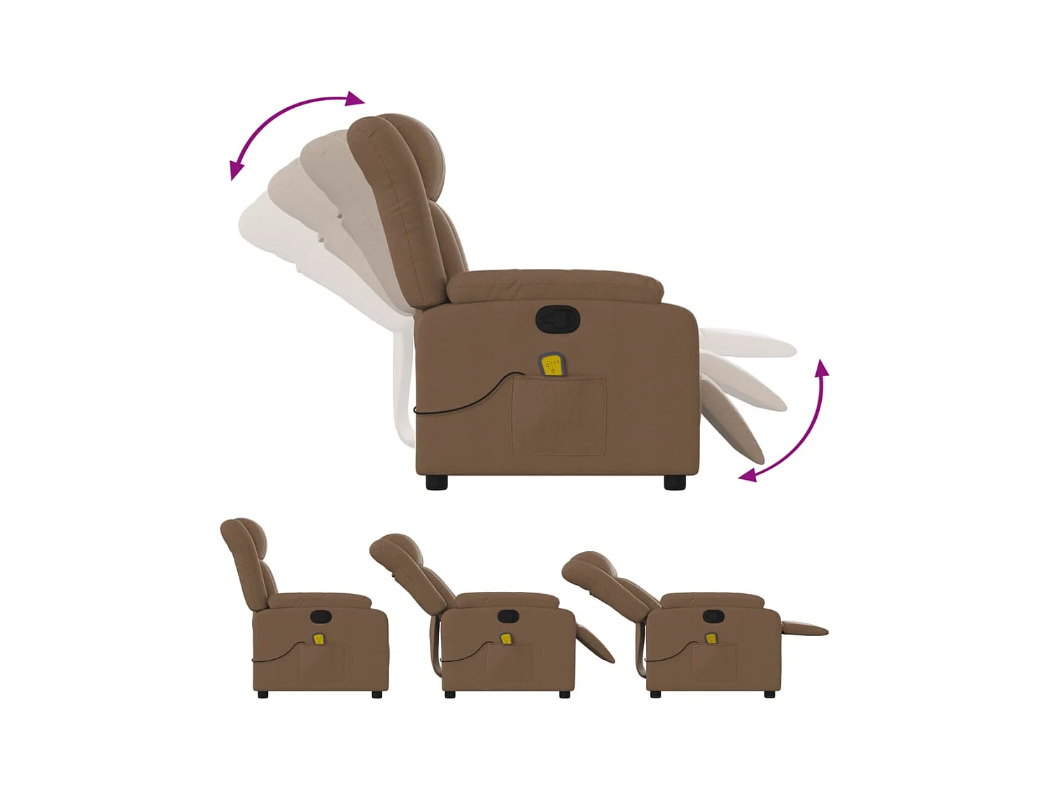 Sillón de relax | Sillón reclinable con masaje de tela marrón SHL2718