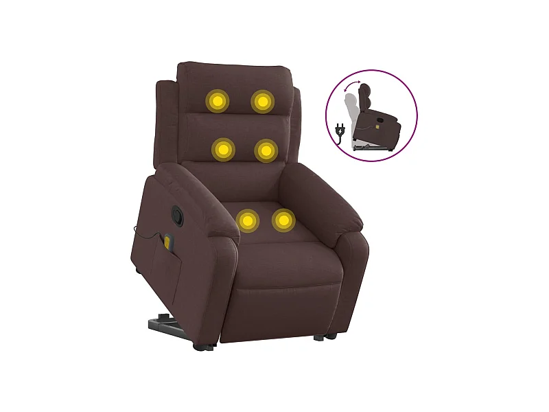Fauteuil inclinable-Chaise de relax-Fauteuil de Massage Marron foncé Tissu SHL1393
