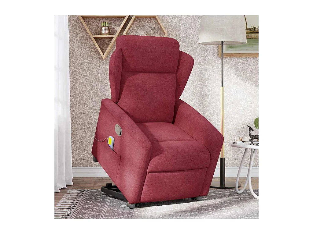 Sillón de relax | Sillón reclinable de masaje elevable tela rojo tinto SHL5657