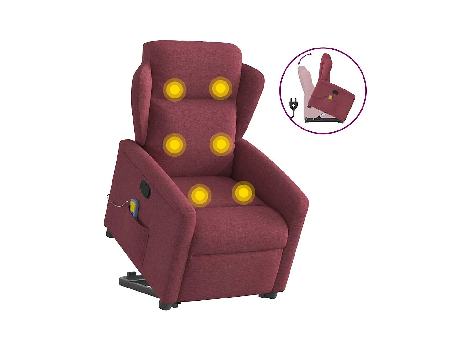 Sillón de relax | Sillón reclinable de masaje elevable tela rojo tinto SHL5657