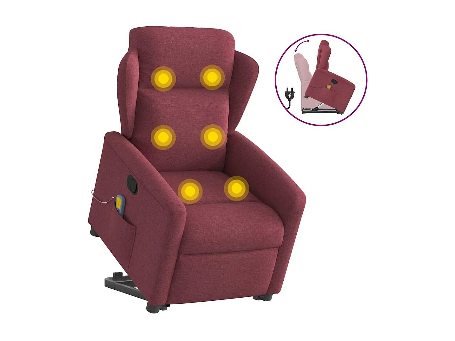 Fauteuil inclinable-Chaise de relax-Fauteuil de Massage Rouge bordeaux Tissu SHL1797