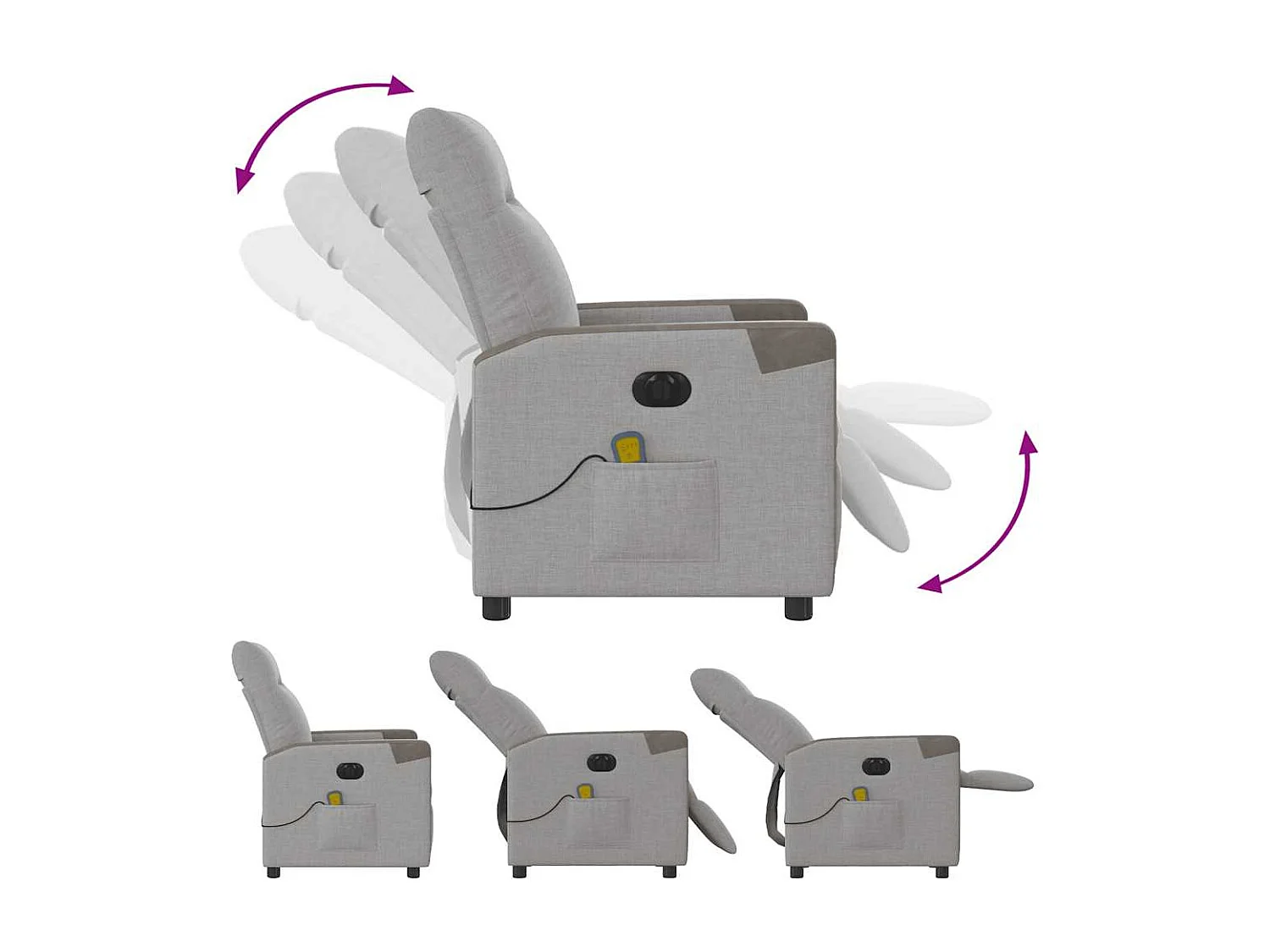 Fauteuil inclinable électrique-Fauteuil de massage de Salon gris nuage tissu SHL914