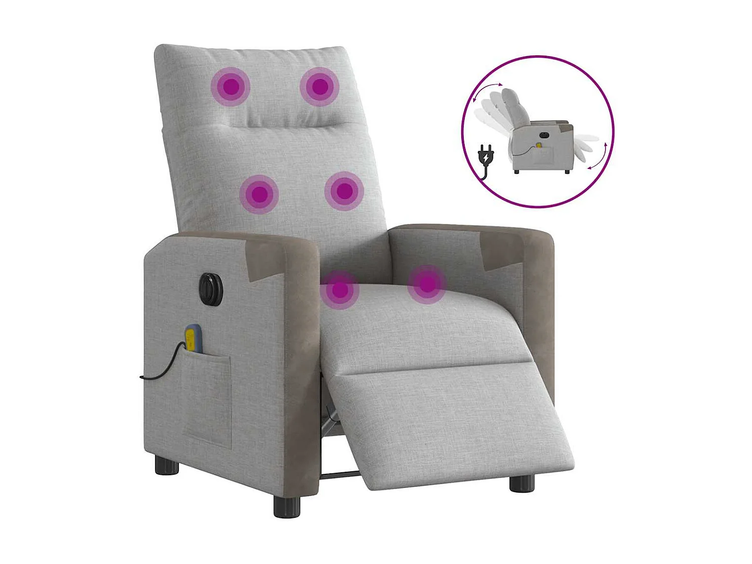 Fauteuil inclinable électrique-Fauteuil de massage de Salon gris nuage tissu SHL914