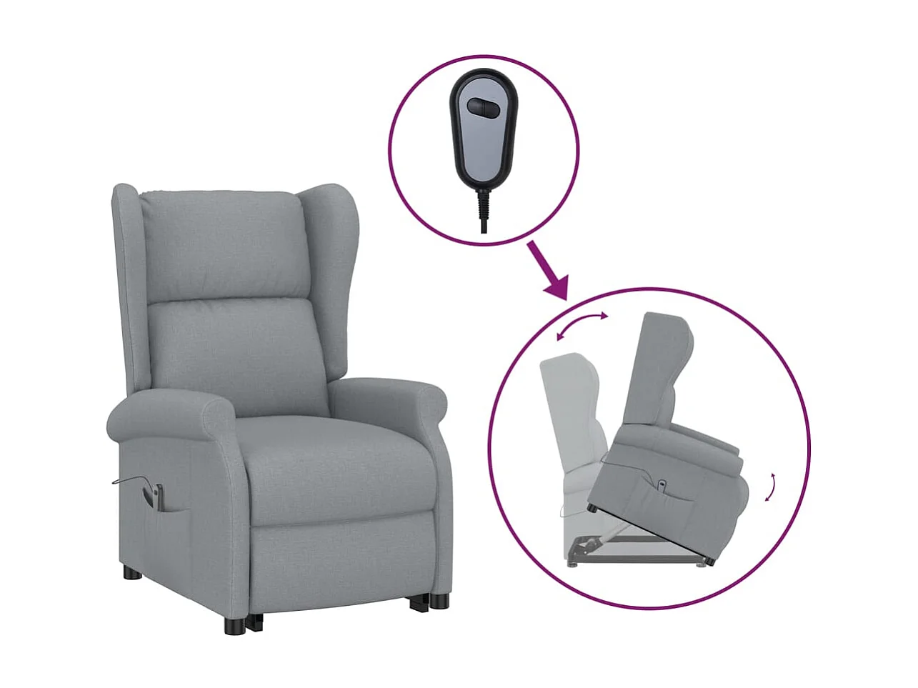 Fauteuil de télévision 73x95x103 cm Gris clair Tissu SHL1631