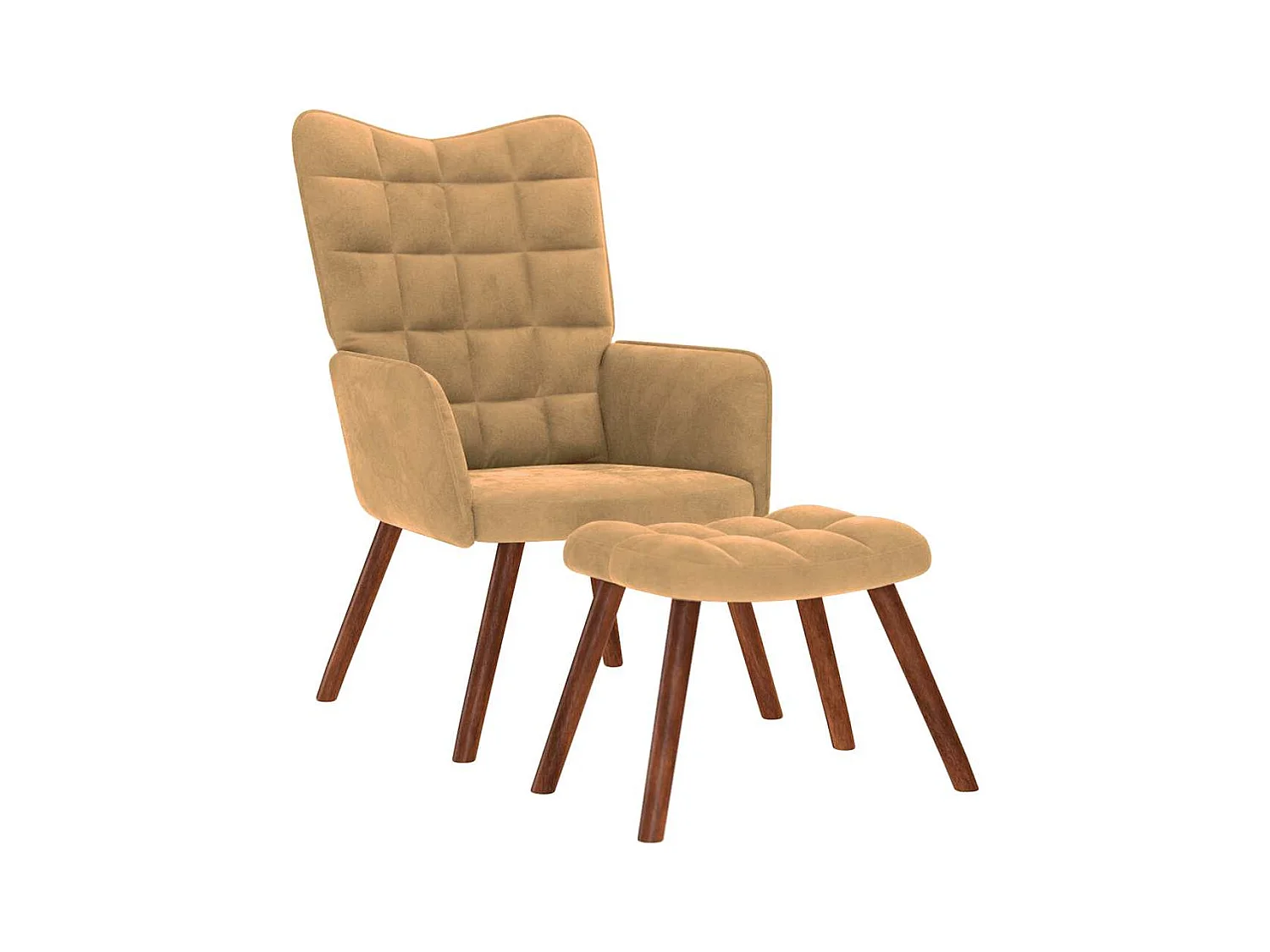 Chaise de relaxation moderne avec tabouret-Fauteuil de Salon Marron Velours SHL5018