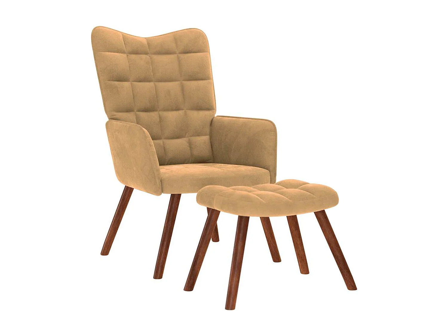 Relaxsessel mit Hocker | Lounge Sessel Braun Samt SHL79728