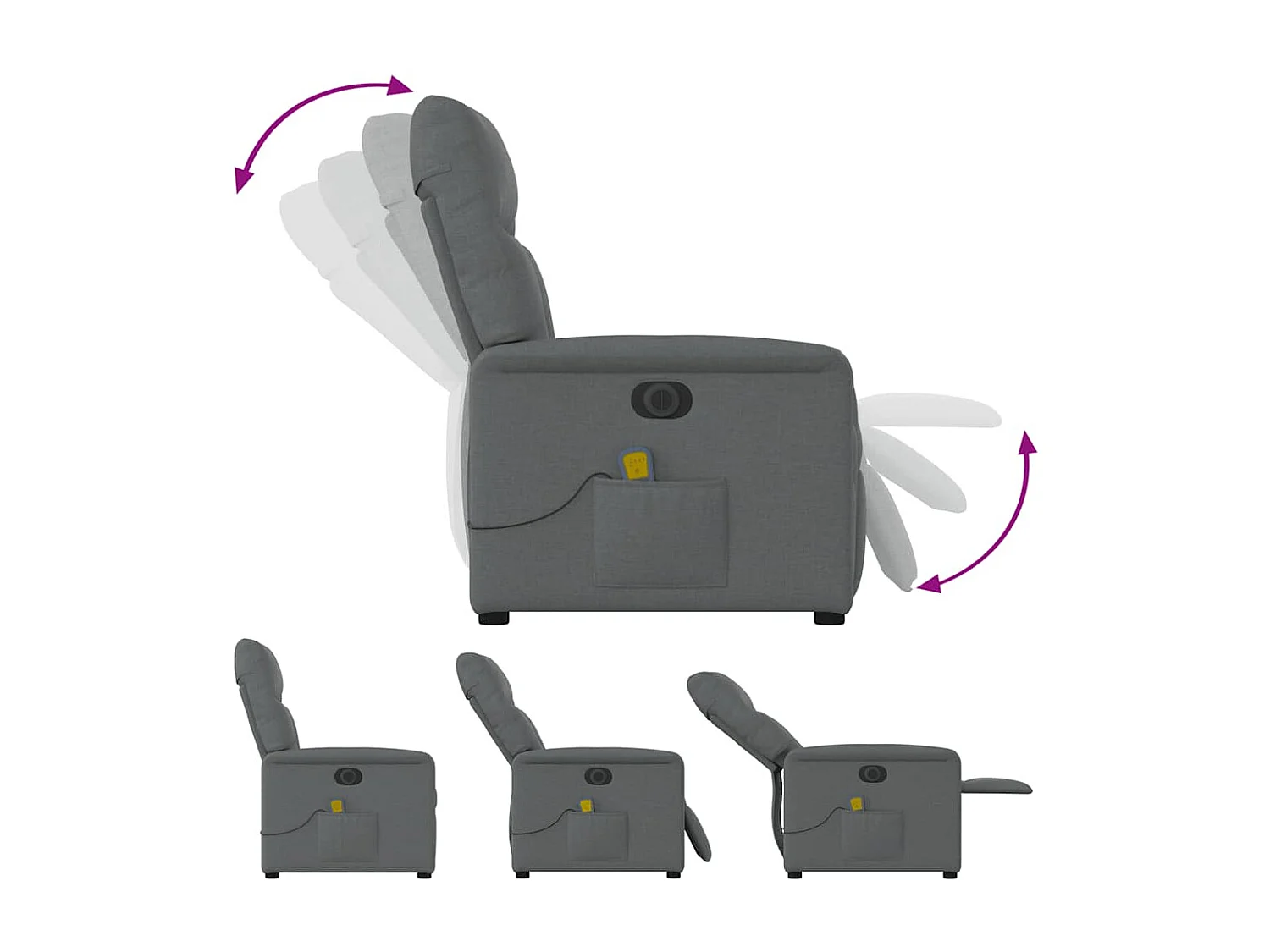 Fauteuil inclinable-Chaise de relax-Fauteuil TV Gris clair Tissu SHL2349