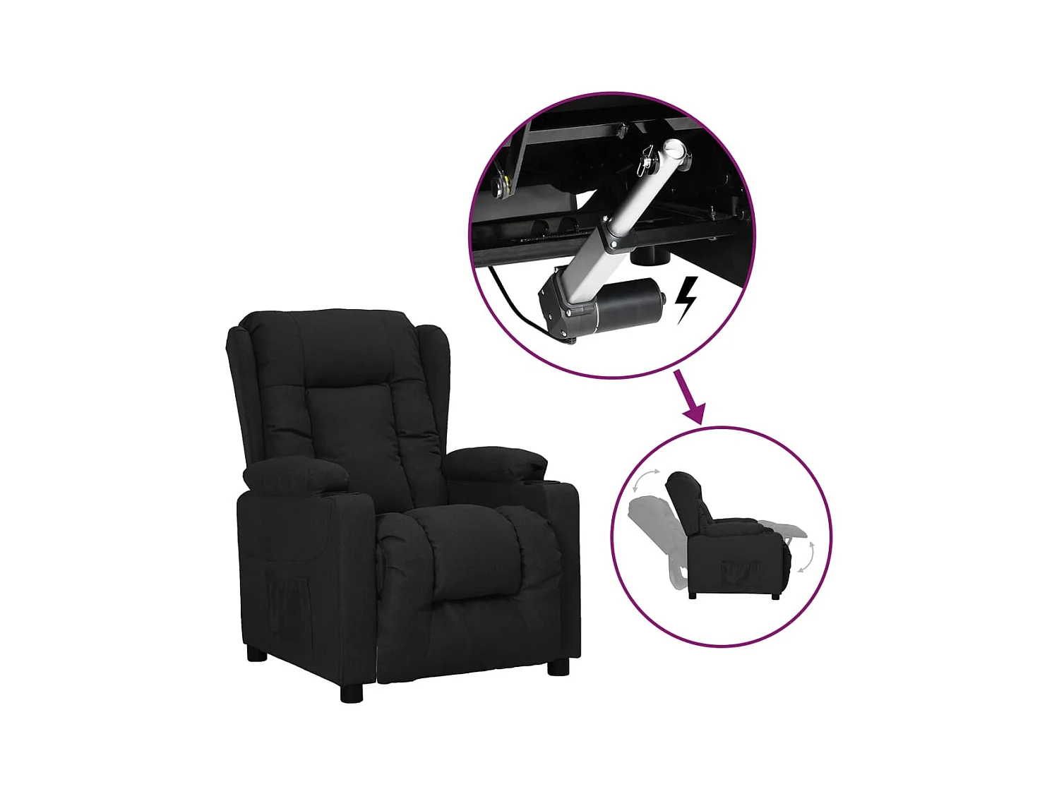 Silla de relax | Sillón elevable tela negro SHL7764