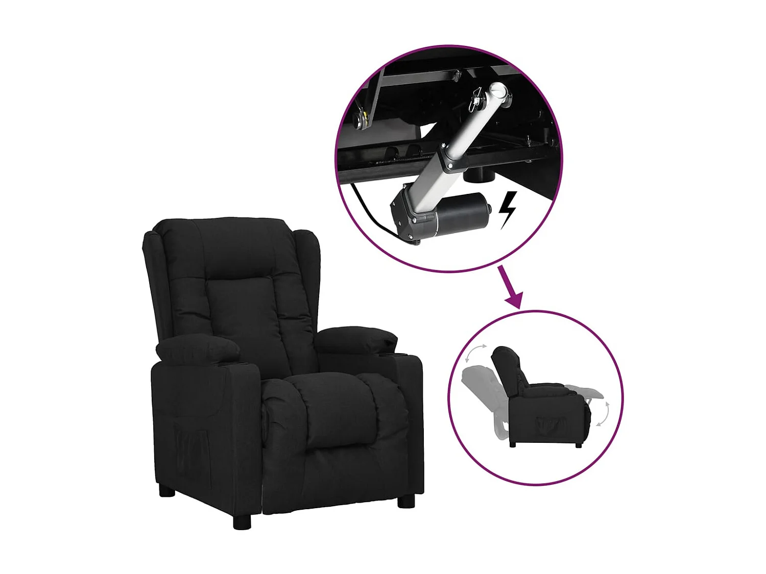 Aufstehsessel-Relaxsessel Schwarz Stoff SHL60660