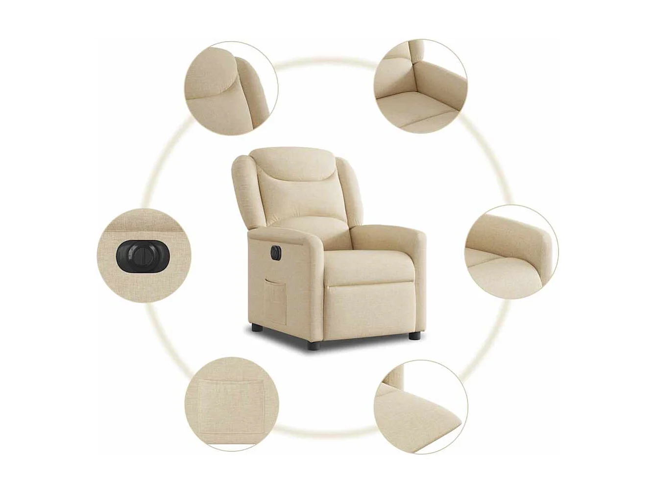 Sillón de relax | Silla | Sillón reclinable eléctrico de tela crema SHL4065