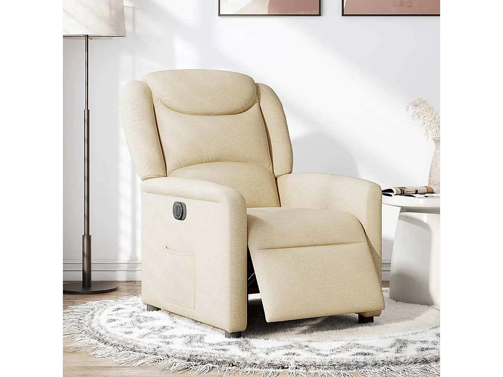 Relaxsessel Elektrisch | Lounge Sessel indoor Creme Stoff SHL17201