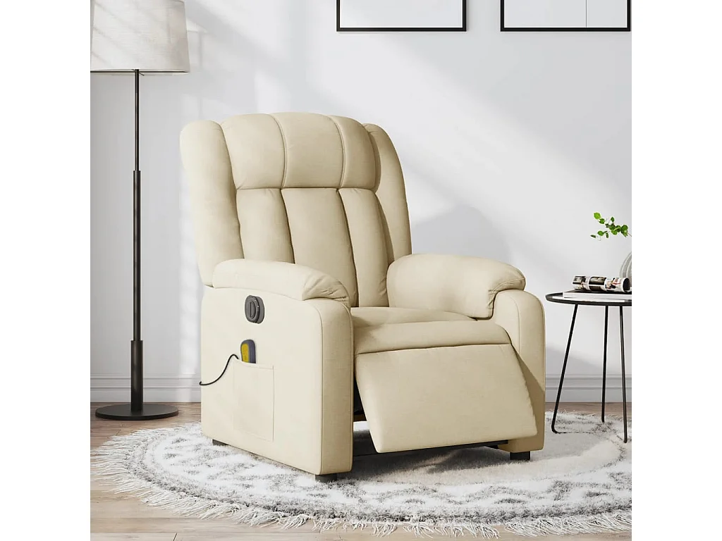 Fauteuil inclinable électrique-Chaise-Fauteuil de Massage crème tissu SHL2271