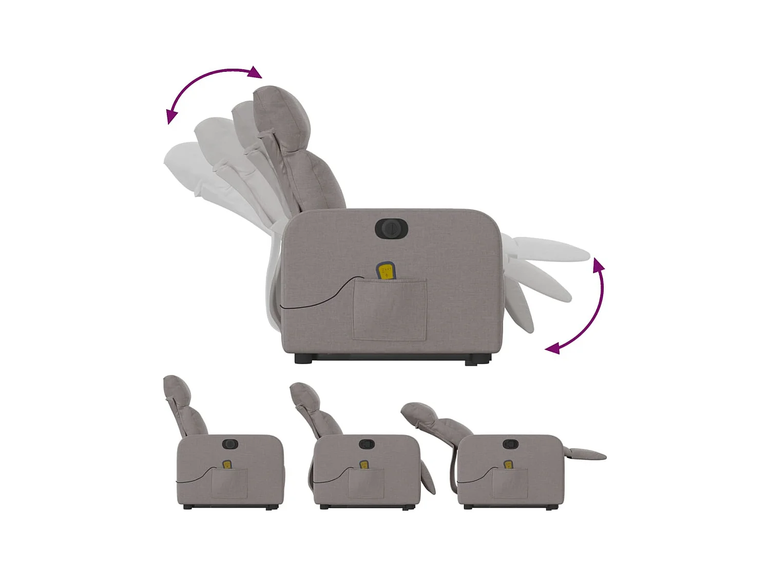 Sillón de salón | Silla | Sillón de masaje eléctrico reclinable elevable tela taupé SHL6761