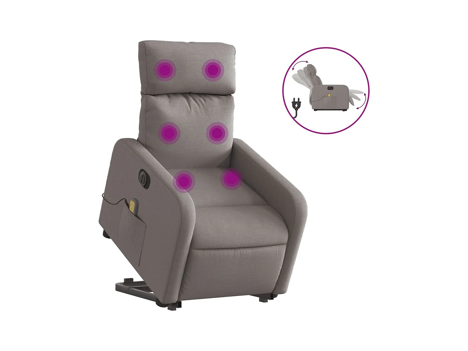 Fauteuil inclinable électrique-Chaise de relax-Fauteuil de Massage Taupe Tissu SHL4025