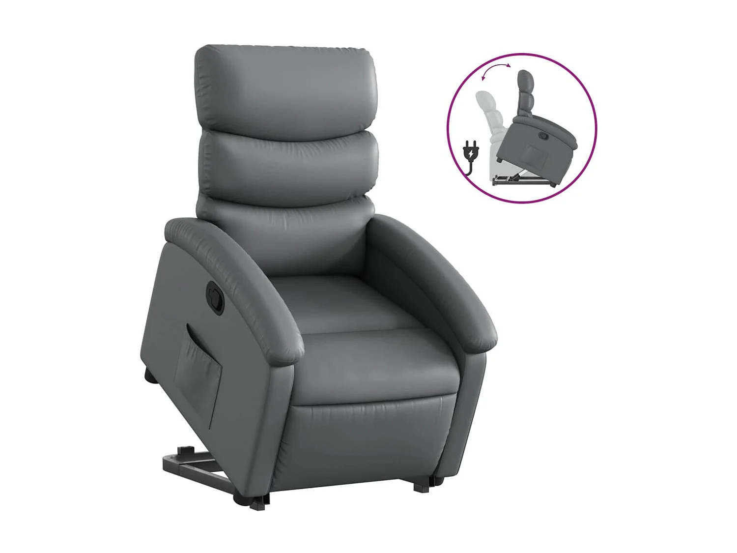 Fauteuil inclinable-Chaise de relax-Fauteuil salon Gris Similicuir SHL3365