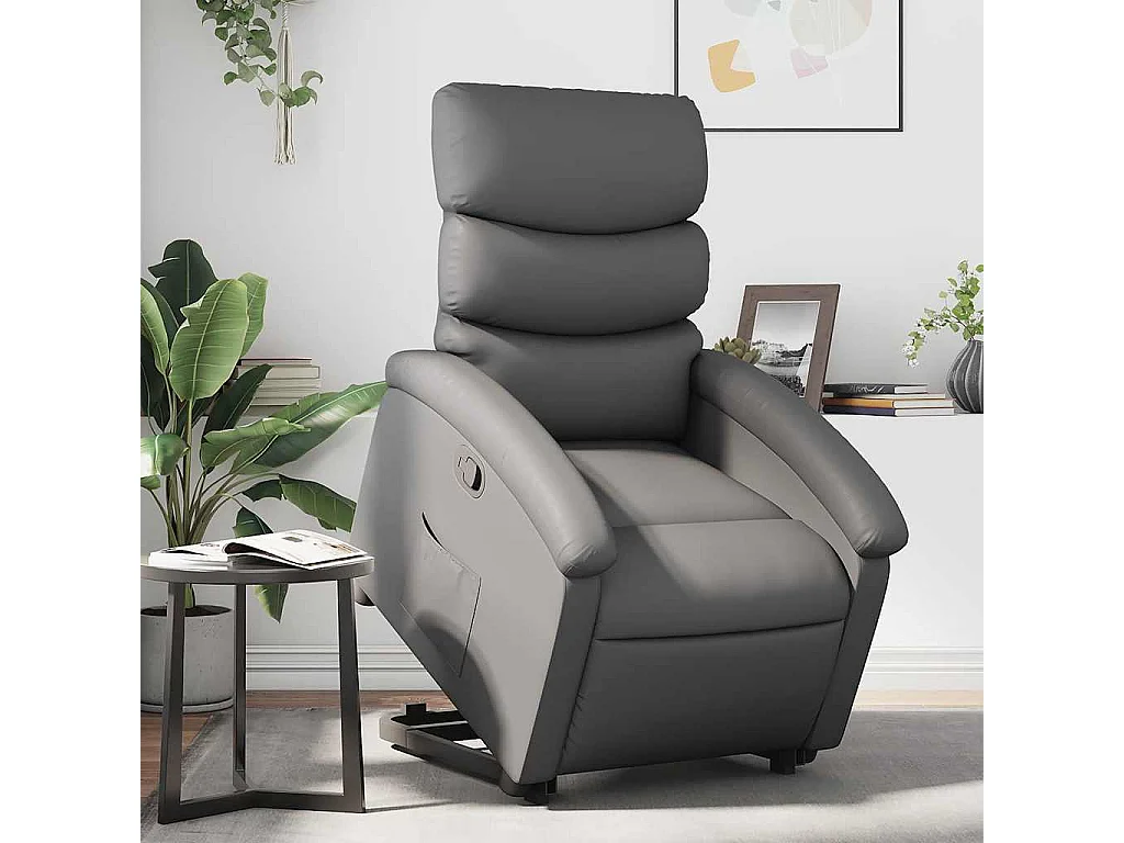 Fauteuil inclinable-Chaise de relax-Fauteuil salon Gris Similicuir SHL3365