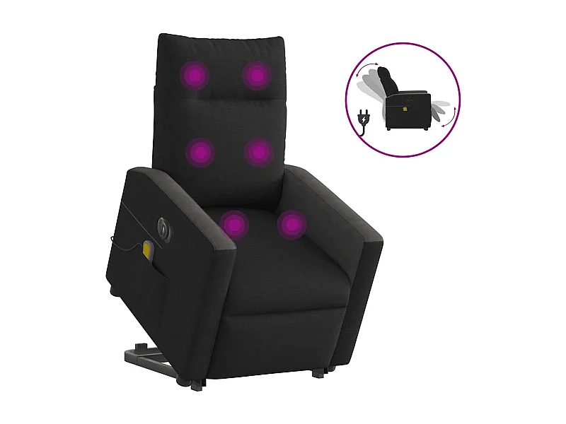 Fauteuil inclinable électrique-Chaise de relax-Fauteuil de Massage Noir Tissu SHL1123