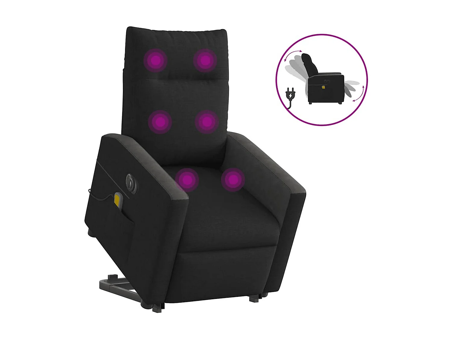 Relaxsessel | Elektrischer Massagesessel mit Aufstehhilfe Schwarz Stoff SHL82559