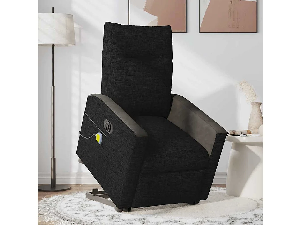 Relaxsessel | Elektrischer Massagesessel mit Aufstehhilfe Schwarz Stoff SHL82559