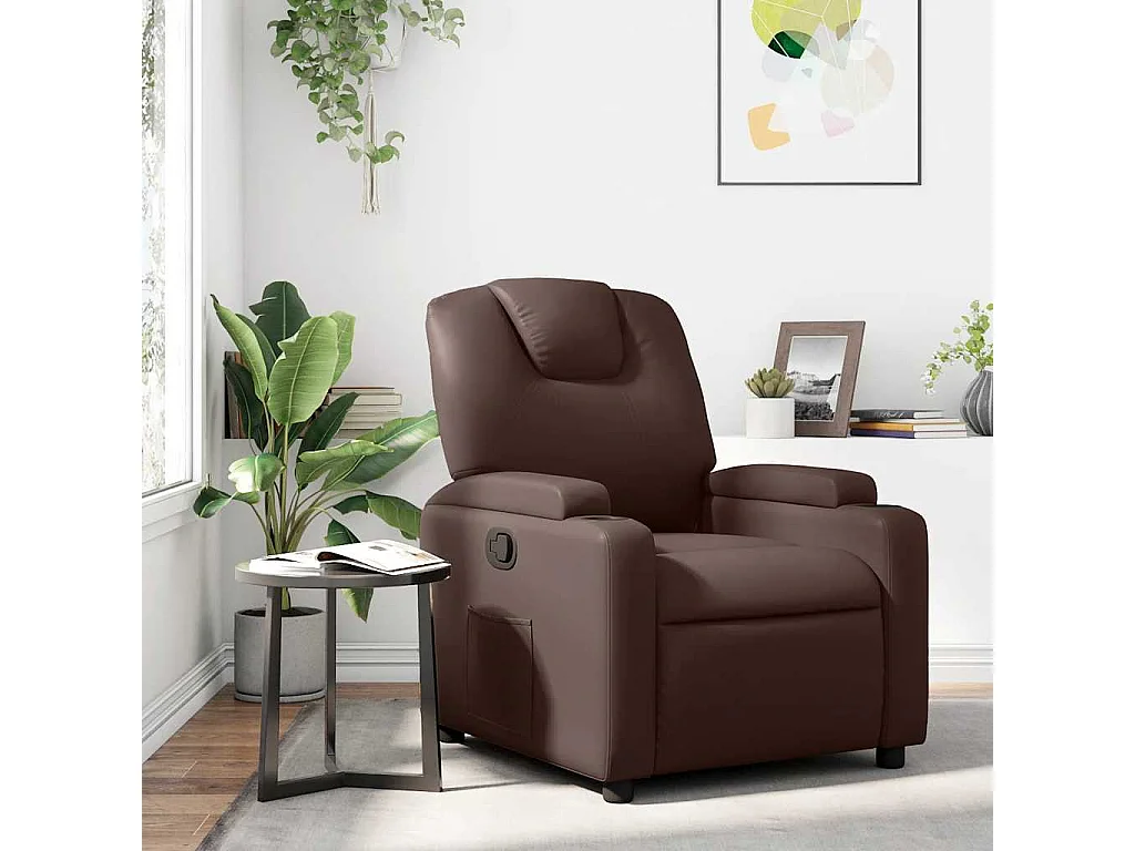 Relaxsessel | Lounge Sessel für Wohnzimmer Braun Kunstleder SHL78024
