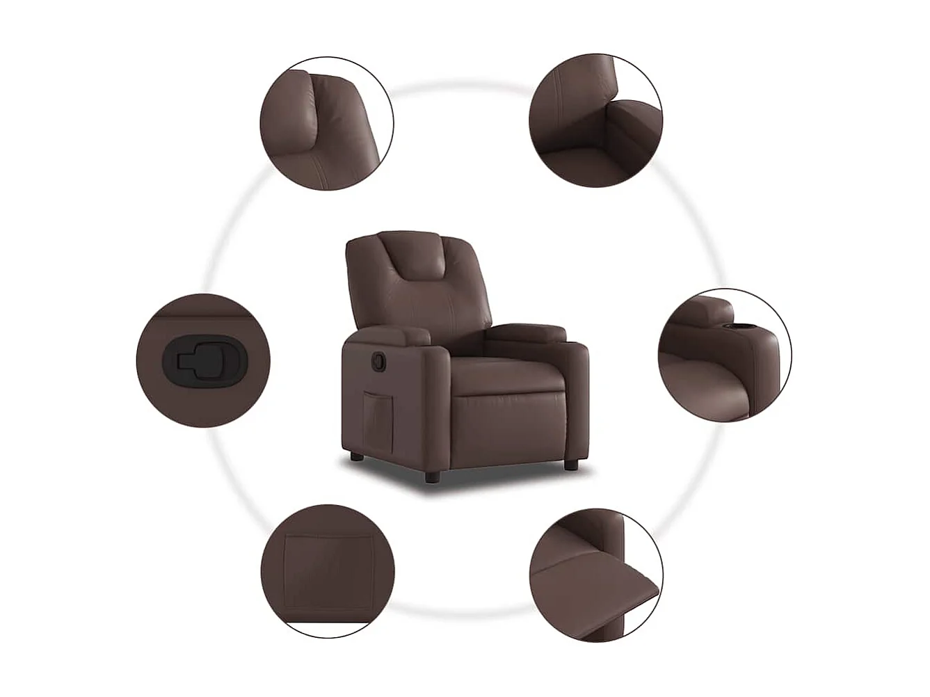 Relaxsessel | Lounge Sessel für Wohnzimmer Braun Kunstleder SHL78024