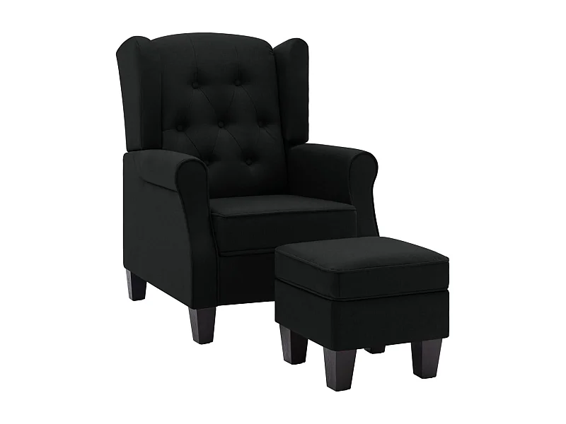 Sillón de salón | Silla de relax con reposapiés de tela negro SHL4697