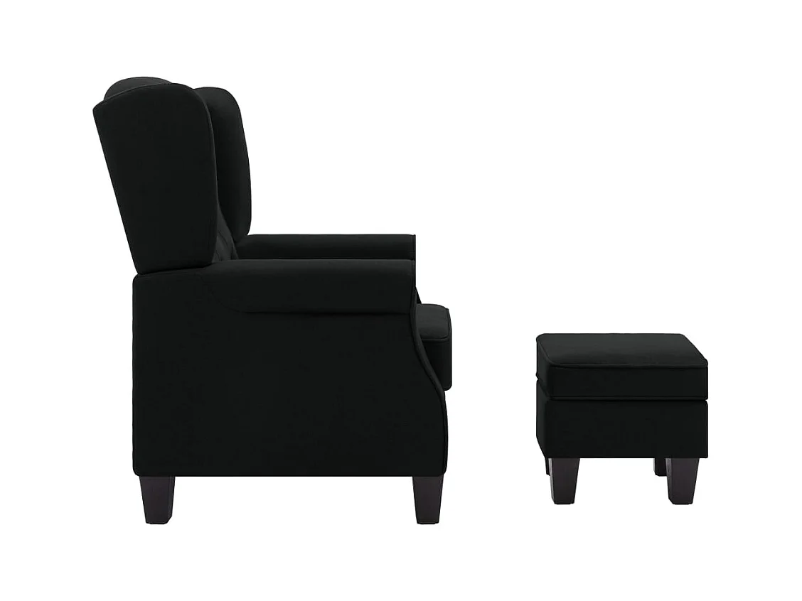 Sillón de salón | Silla de relax con reposapiés de tela negro SHL4697