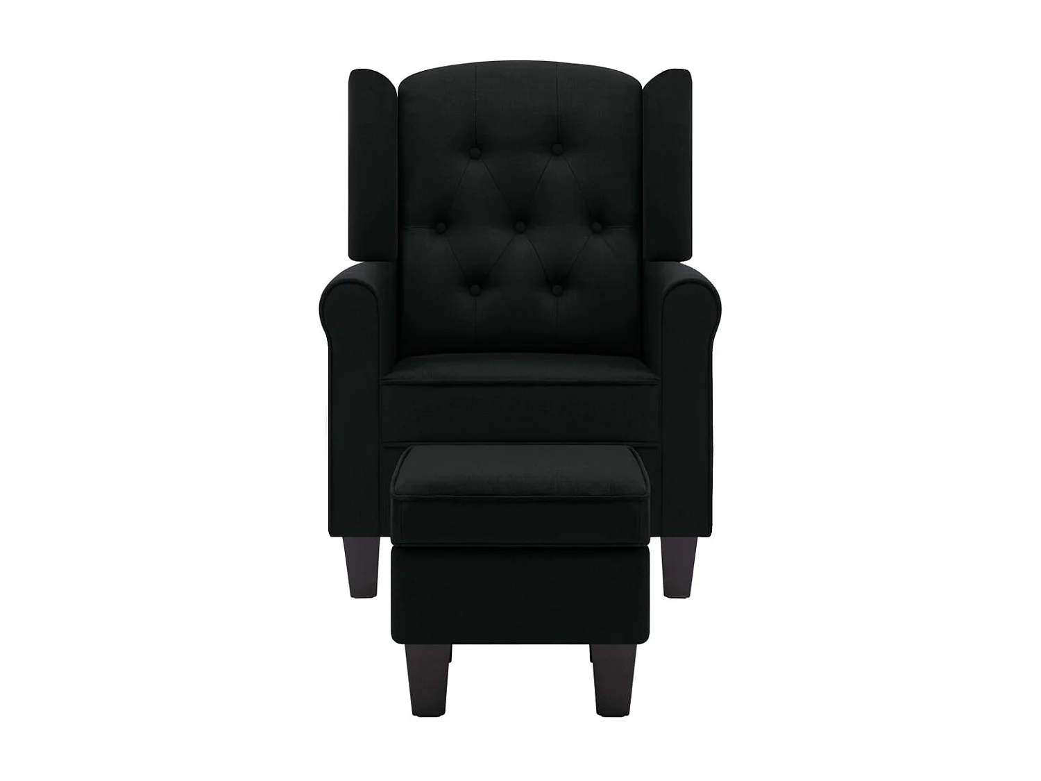 Relaxstoel | Fauteuil met voetenbankje stof zwart