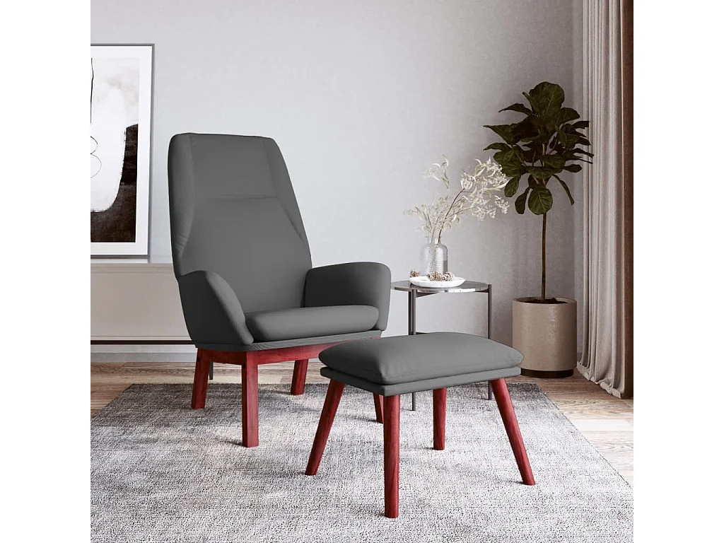 Fauteuil de relaxation Scandinave avec repose-pied Gris foncé Tissu SHL931