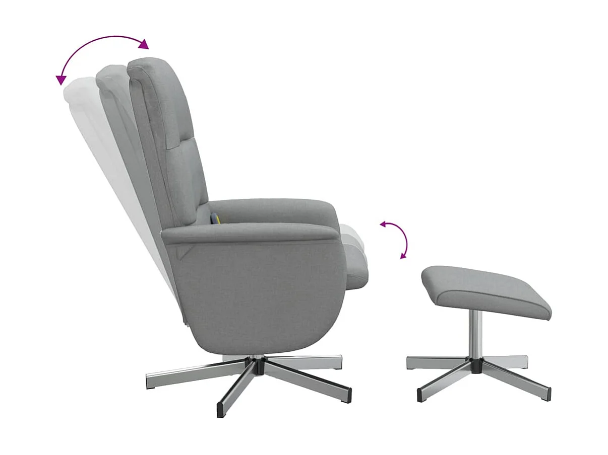 Massagesessel | Relaxsessel mit Fußhocker Hellgrau Stoff SHL54014