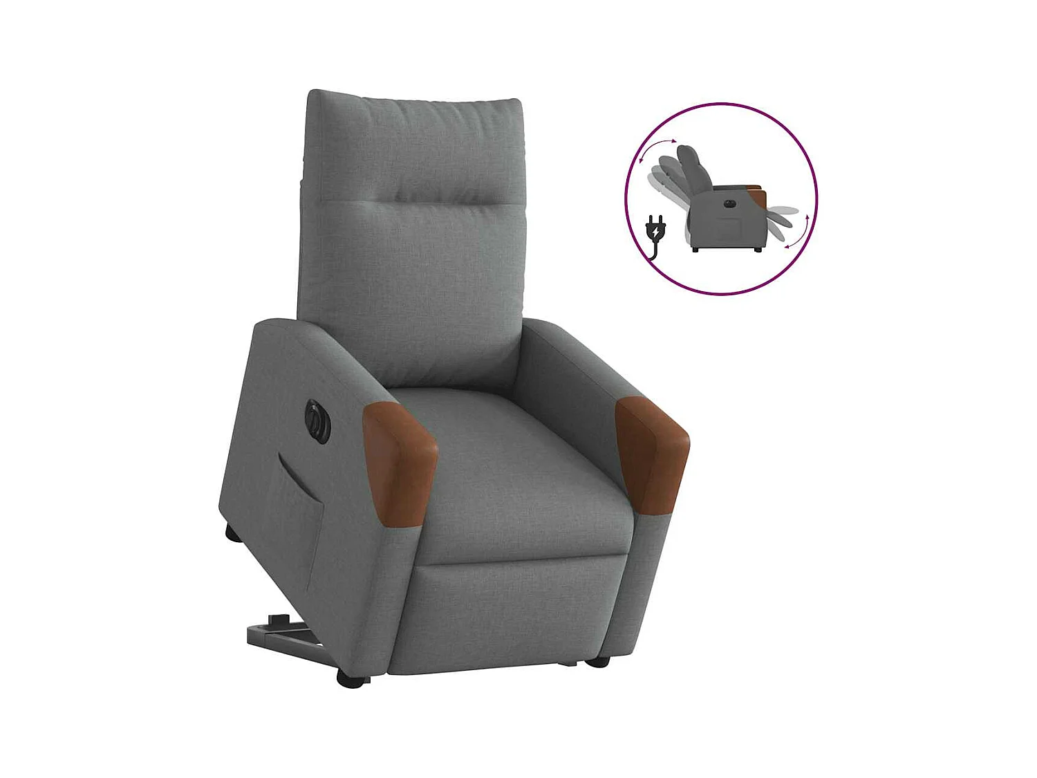 Silla de relax | Sillón eléctrico reclinable elevable de tela gris oscuro SHL6320