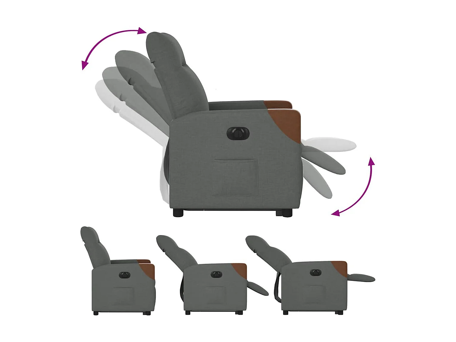 Fauteuil inclinable électrique-Chaise de relax-Fauteuil TV gris foncé tissu SHL1346