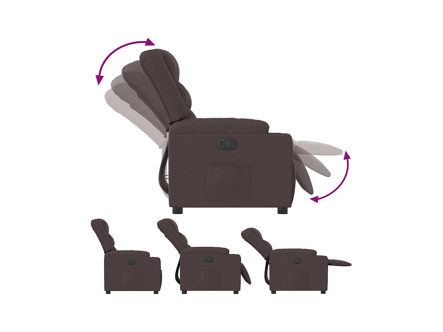 Sillón de relax | Silla | Sillón reclinable de tela marrón oscuro SHL6946