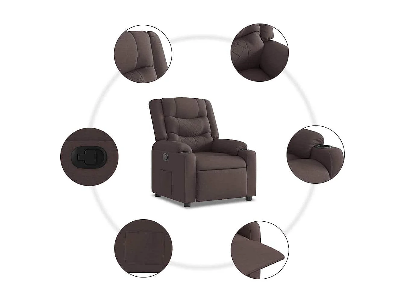 Relaxsessel | Lounge Sessel für Wohnzimmer Dunkelbraun Stoff SHL75711