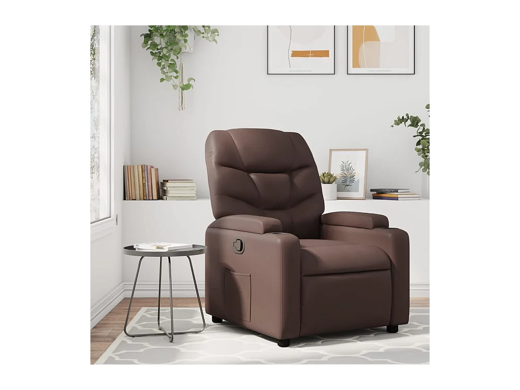 Sillón de relax | Sillón reclinable de cuero sintético marrón SHL4378