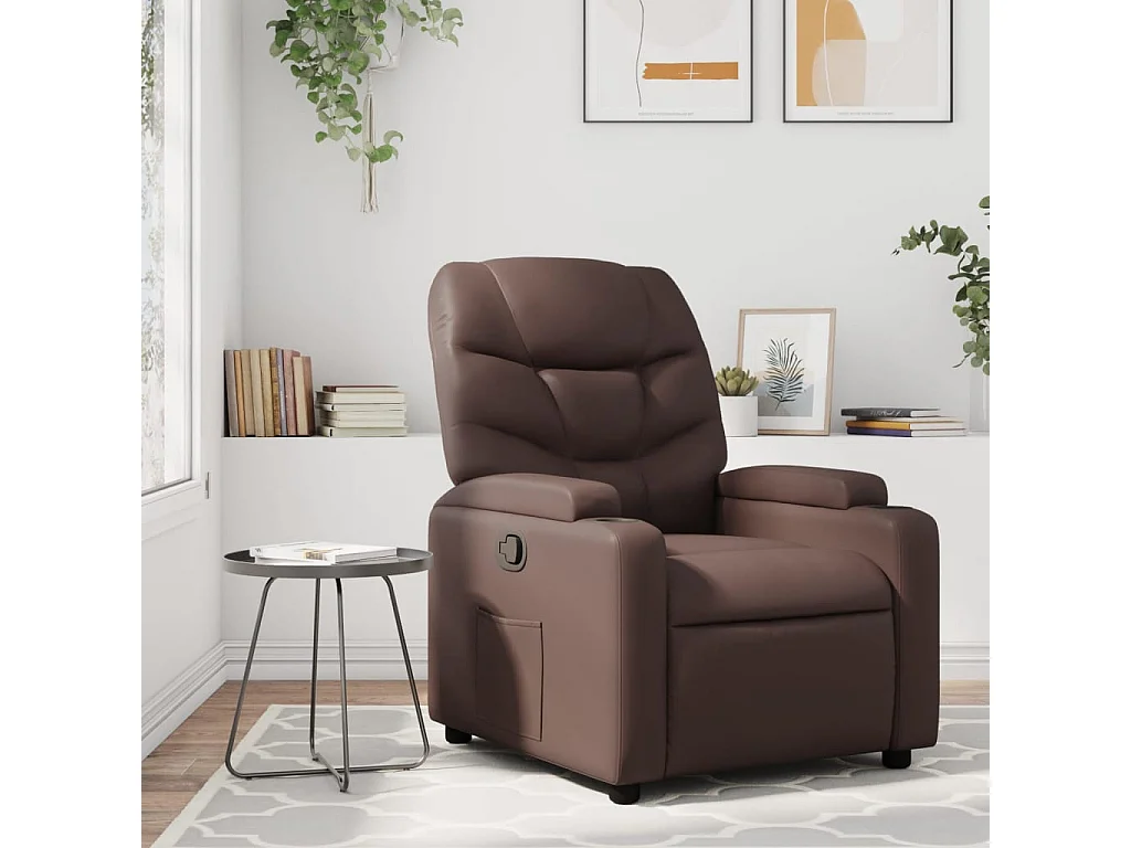 Relaxsessel | Lounge Sessel für Wohnzimmer Braun Kunstleder SHL37157