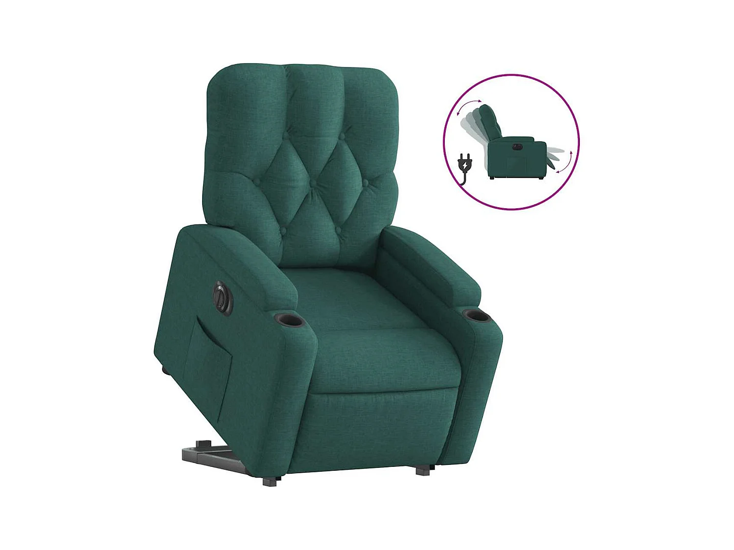 Silla de relax | Sillón eléctrico reclinable elevable de tela verde oscuro SHL5298