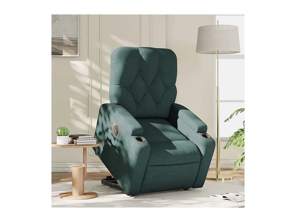 Silla de relax | Sillón eléctrico reclinable elevable de tela verde oscuro SHL5298