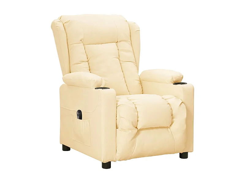 Relaxsessel Elektrisch | Lounge Sessel indoor Creme Kunstleder SHL28660