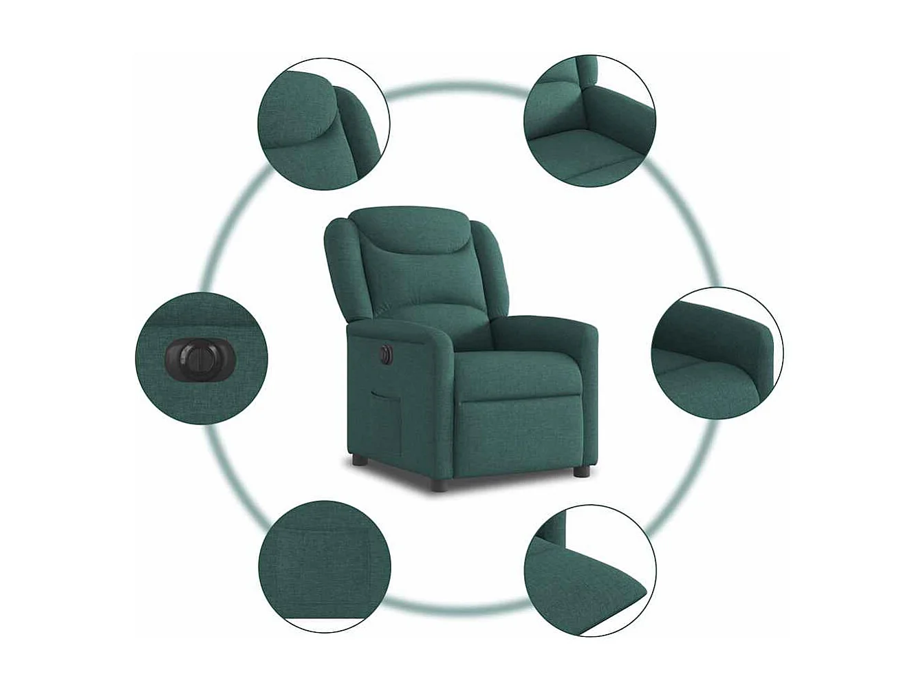 Sillón de relax | Silla | Sillón reclinable eléctrico tela verde oscuro SHL9601