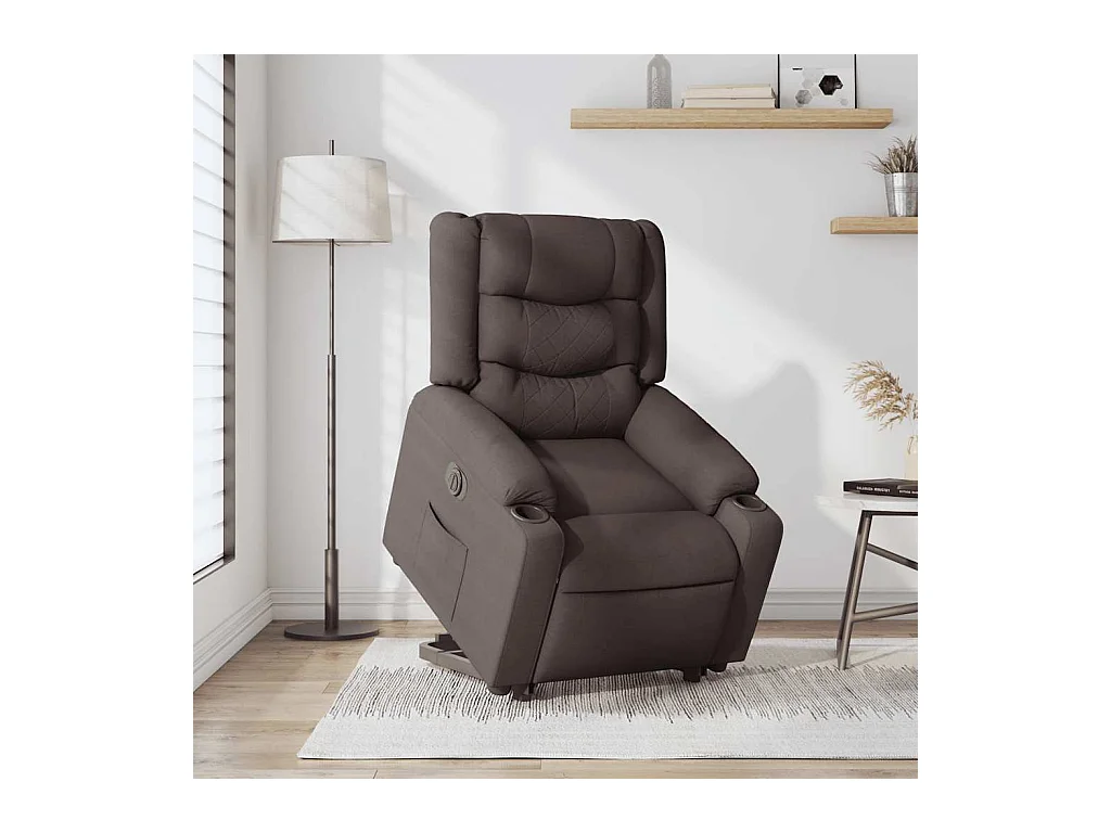 Silla de relax | Sillón eléctrico reclinable elevable de tela marrón oscuro SHL9885
