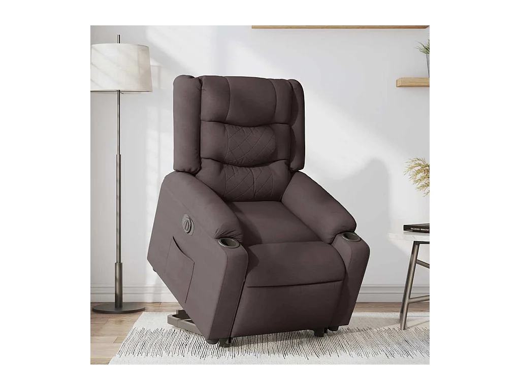 Silla de relax | Sillón eléctrico reclinable elevable de tela marrón oscuro SHL9885